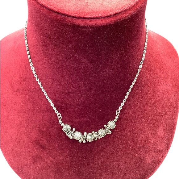 Silver Tone Twirl Bead Necklace - Picture 1 of 2